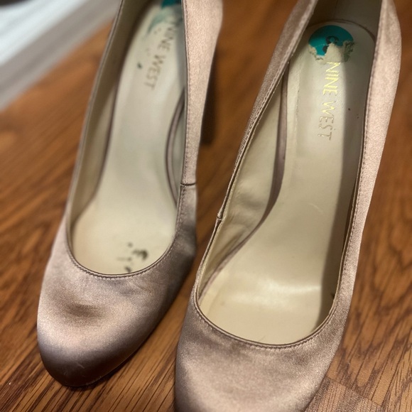 Nine West Satin Taupe Block Heels - Picture 3 of 4